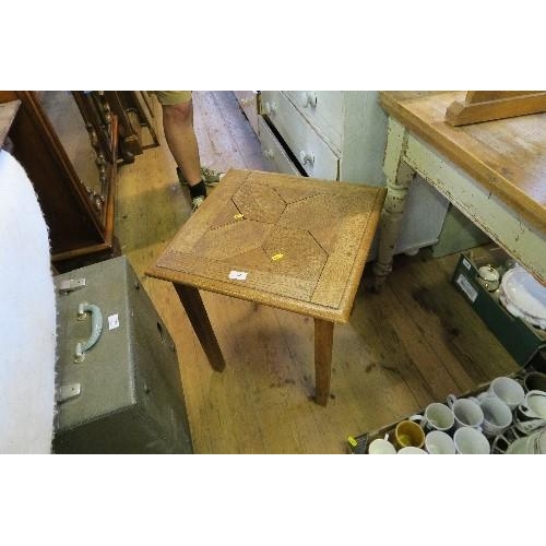 40 - A COFFEE TABLE, BENCH, STOOL, BOX WITH LIFT UP LID CONTAINING COMPARTMENTS AND DRAWERS, STOOL, TORCH... 