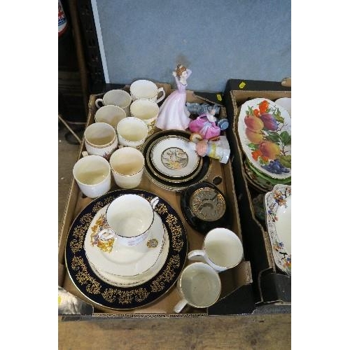 411 - 2 BOXES OF ASSORTED CHINA INCLUDING COMMEMORATIVE MUGS, CHOKIN, ETC.