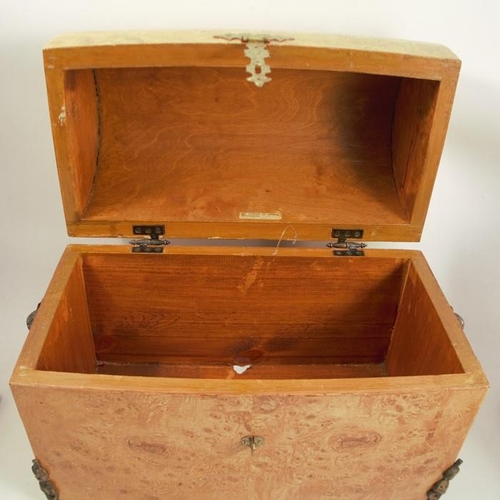 44 - A burr wood dome top casket, with gilt metal mounts, width 19.75ins, height 17.5ins, depth 10.75ins