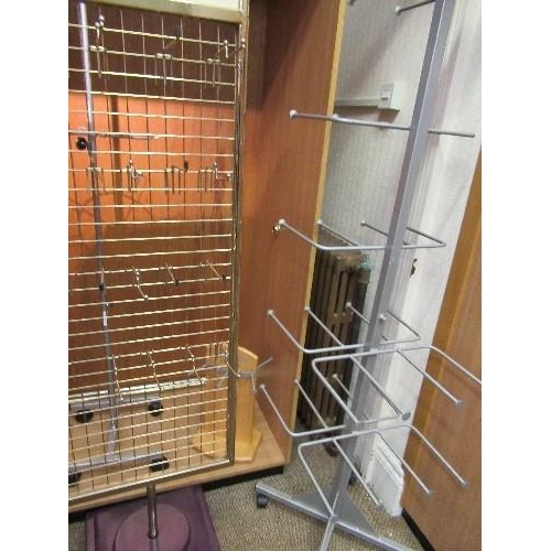 444 - A quantity of various shop display units and racking, together with other hanging rails, to include ... 