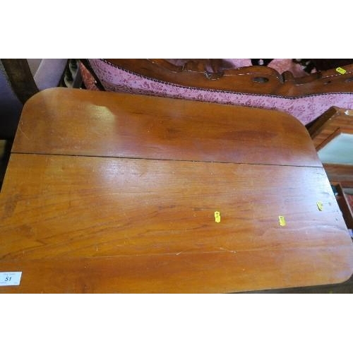 51 - A TREADLE SEWING MACHINE BASE WITH NEW TOP, 32INS X 20.5INS X HEIGHT 29.5INS