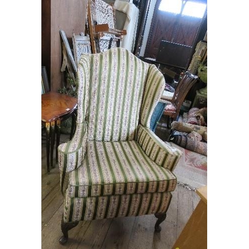 54 - A GEORGIAN DESIGN WING BACK ARMCHAIR