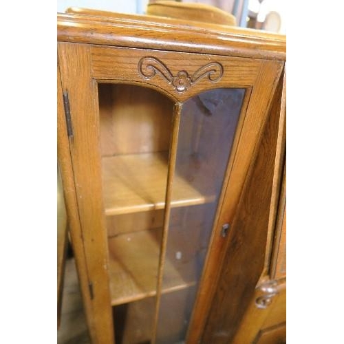 65 - A BUREAU / GLAZED CABINET, WIDTH 48INS X DEPTH 17INS X HEIGHT 45INS