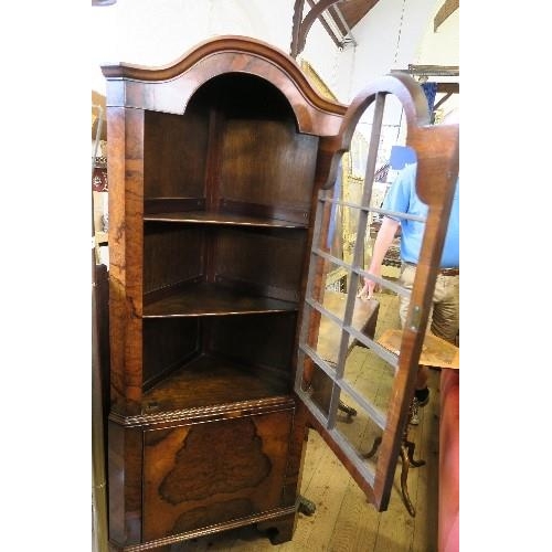 70 - A WALNUT CORNER CABINET, HEIGHT 66INS X MAX DEPTH 40INS