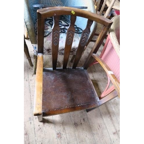 91 - FOUR PINE KITCHEN CHAIRS, TWO LLOYD LOOM STYLE CHAIRS, A MAGAZINE RACK AND TWO OTHER CHAIRS (9)