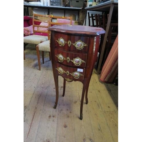 96 - A CHEST OF DRAWERS, WITH APPLIED GILT  MOUNTS AND PORCELAIN PANELS, WIDTH 16INS X DEPTH 12.5INS X HE... 