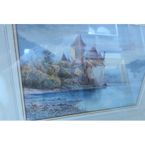 131A - AN EDWARDIAN STYLE WATERCOLOUR, LAKE SCENE, SIGNED BOTTOM RIGHT HAND CORNER