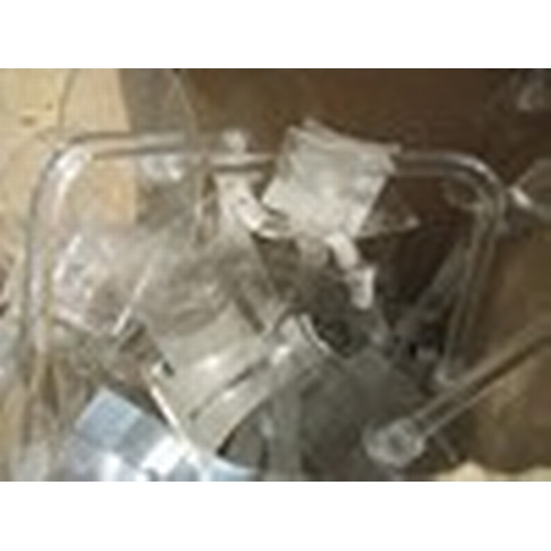 518 - A quantity of Perspex shoe stands and a large selection  of quality chrome slatwall fittings