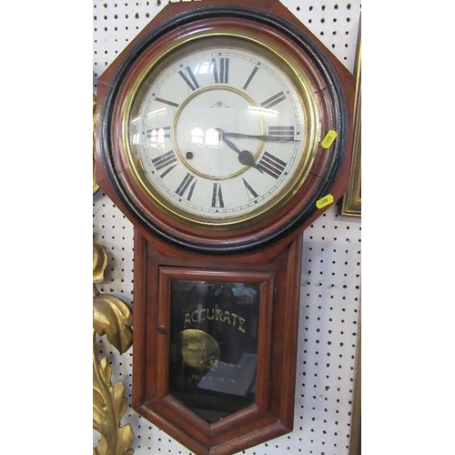 An Accurate Meiji Clock Co. drop dial wall clock, height 26.5ins