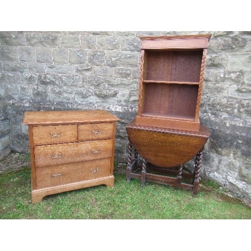 10 - An oak chest of drawers, width 36ins x depth 20ins x height 32ins, together with an oak gate leg tab... 