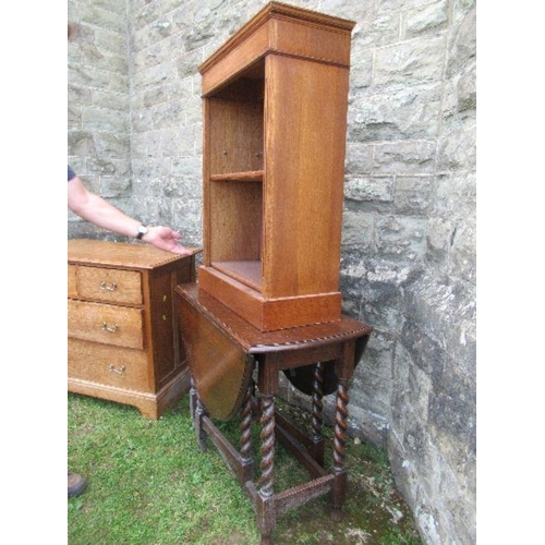 10 - An oak chest of drawers, width 36ins x depth 20ins x height 32ins, together with an oak gate leg tab... 