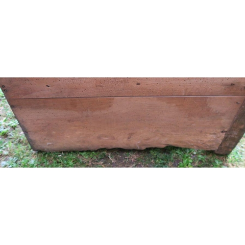 22 - An antique oak Welsh sideboard, with three drawers to the frieze, above cupboard doors to each side,... 