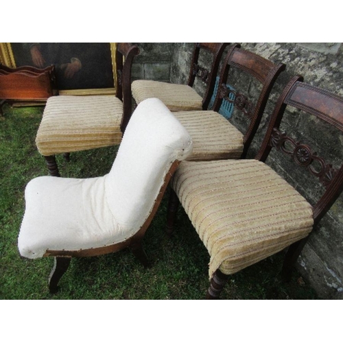 24 - A set of four 19th century mahogany bar back dining chairs, together with an easy chair