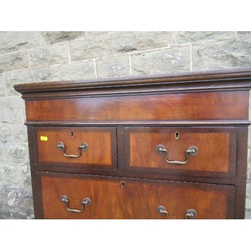 4 - A mahogany and walnut tallboy, fitted with two short drawers over two long drawers to the top sectio... 