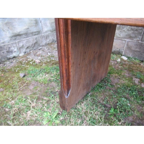 45 - An oak church pew, width 63ins x height 39ins