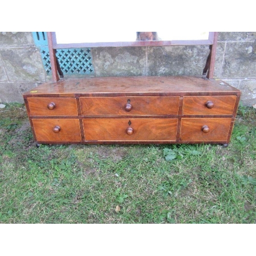 55 - A large 19th century mahogany swing frame toilet mirror, the base fitted with two long central drawe... 