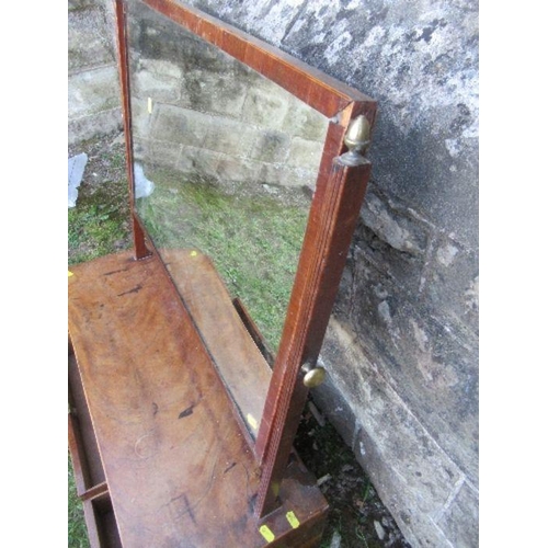 55 - A large 19th century mahogany swing frame toilet mirror, the base fitted with two long central drawe... 