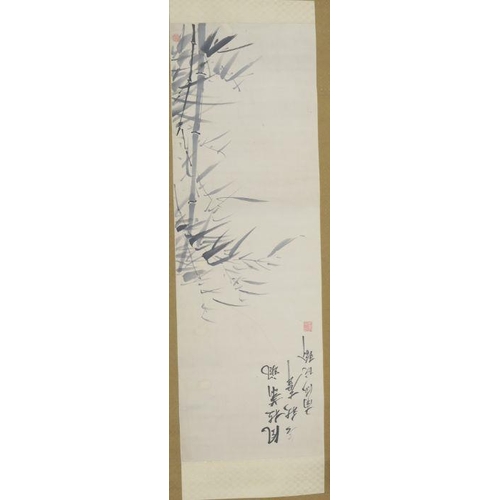 70 - Manner of Gion Nankai, ink, hanging scroll of egrets and lotus plants, with signature Nankai Gen'yu ... 