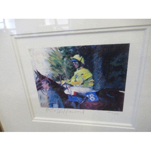 73 - Rolf Harris, limited edition print, 430/495, jockey, Heading to the Start, 5ins x 6.5ins (D)