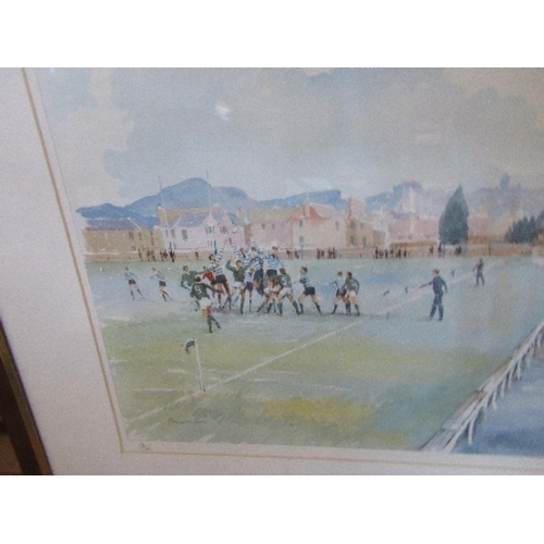 77 - James Bowman, limited edition print,1890-1990 George Heriot's Rugby Club, 18/100 signed by the artis... 