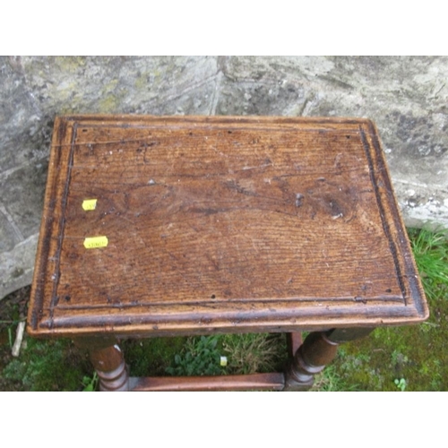 30 - An oak coffin stool, of rectangular form, 16.5ins x 11ins, height 18.5ins