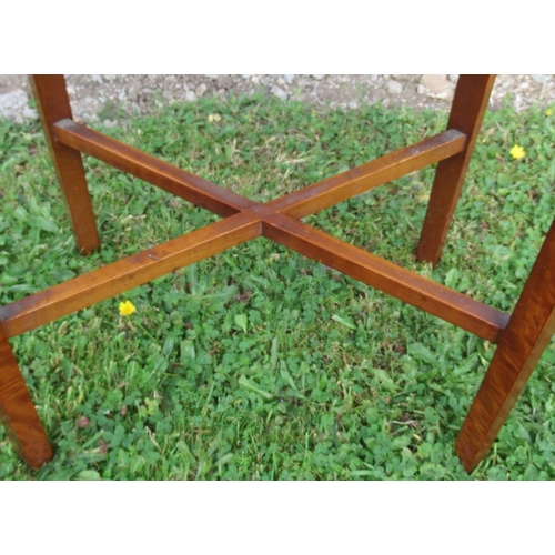 35 - A 19th century satinwood oval sewing table, with tapestry basket, raised on square tapering legs uni... 