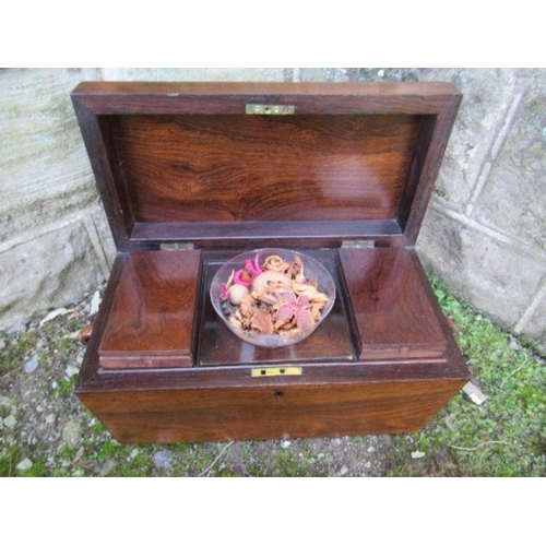 133 - A 19th century sarcophagus shaped rosewood tea caddy, width 14ins x height 8.5ins