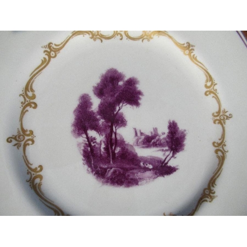 141 - A Graingers Worcester plate, decorated with a landscape, together with another Worcester plate decor... 