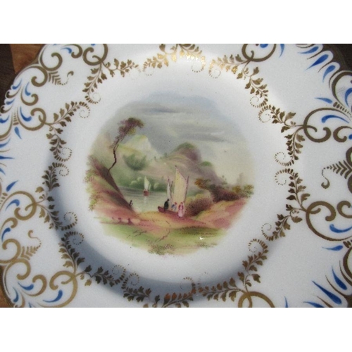 141 - A Graingers Worcester plate, decorated with a landscape, together with another Worcester plate decor... 