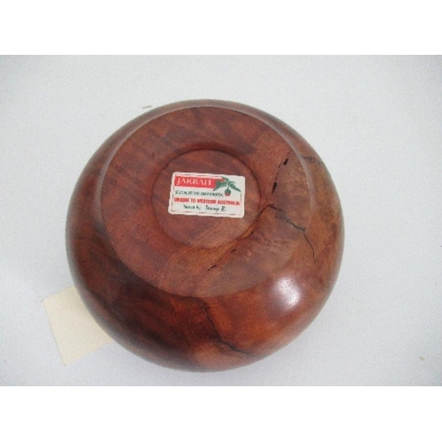 146 - A grass tree shallow dish, diameter 13.5ins, together with a Jarrah Burl bowl, diameter 7.5ins