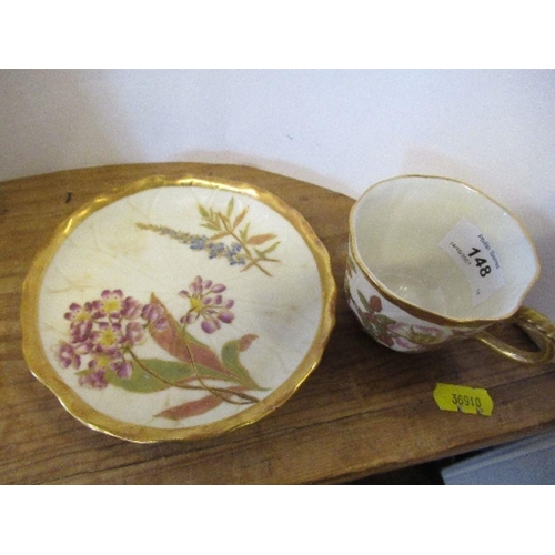 148 - A Royal Worcester blush ivory jug, decorated with flowers, shape number 1047, height 10ins, together... 