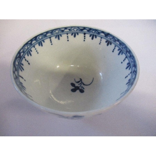 179 - An 18th century Royal Worcester tea bowl, decorated with blue and white flowers, diameter 3ins no ob... 