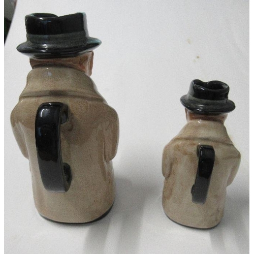 180 - Two Royal Doulton Winston Churchill character jugs, heights 6ins and 4ins, together with a Burleigh ... 