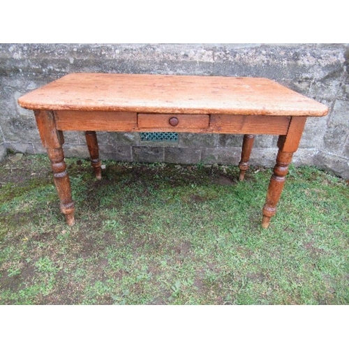 27 - A pine kitchen table, 50ins x 30ins x height 28ins