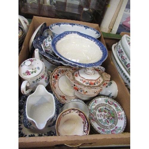 366 - Three boxes of china, to include Portmeirion, blue and white, Susie Cooper coffee ware, etc.