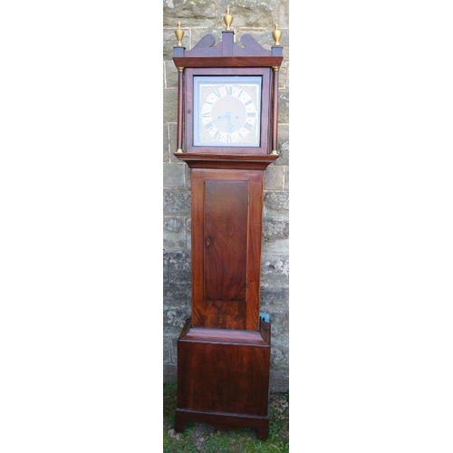 37 - An Antique mahogany cased long case clock, the square brass dial inscribed Meyhew Woodbridge