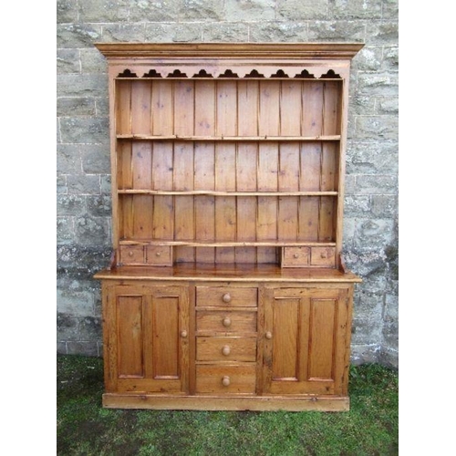 41 - A pine dresser, with plate rack over, width 70ins x depth 16ins x height 84ins