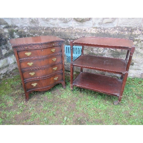 43 - An oak bureau bookcase, width 30ins x height 80ins, together with a hall stand, and a serpentine sha... 