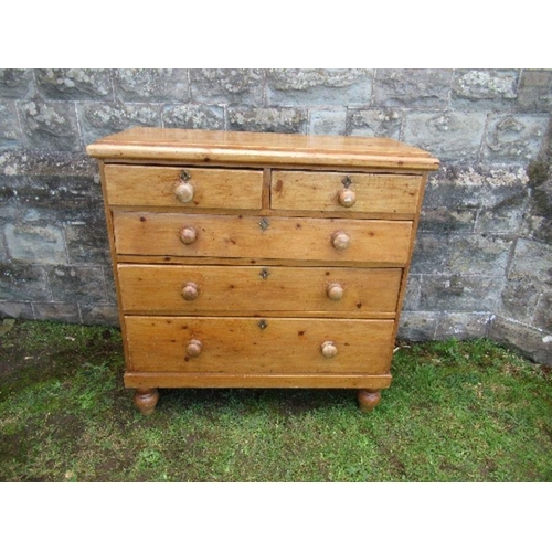 44 - A pine chest of drawers, comprising two short drawers over three long, width 39ins x depth 17ins x h... 