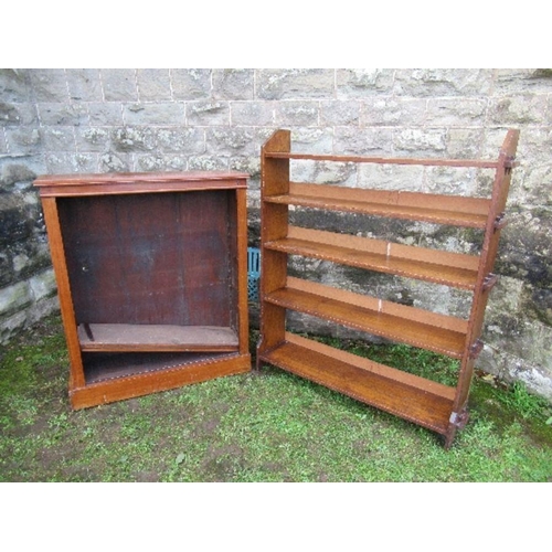 49 - An Arts and Crafts style set of oak shelves, width 39ins x height 49ins, together with a mahogany se... 