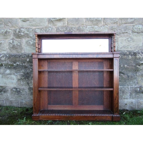 51 - A Victorian rosewood set of shelves, with mirror above, adjustable shelves, width 43ins x depth 8ins... 