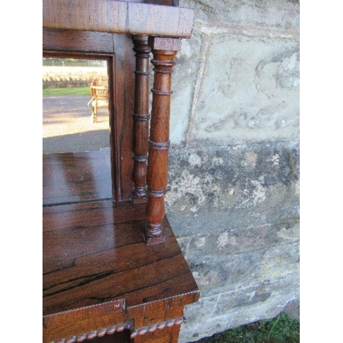 51 - A Victorian rosewood set of shelves, with mirror above, adjustable shelves, width 43ins x depth 8ins... 