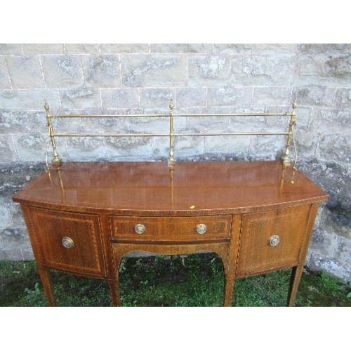 54 - A Georgian design bow front mahogany sideboard, with cross banded decoration, width 60ins x depth 25... 