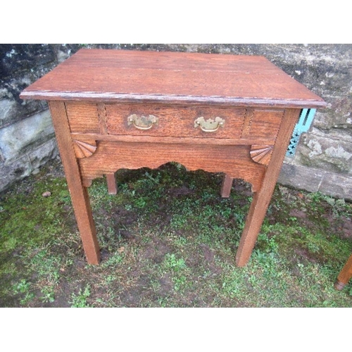 59 - An oak side table, fitted with a frieze drawer, width 29ins x depth 20.5ins x height 28.5ins, togeth... 