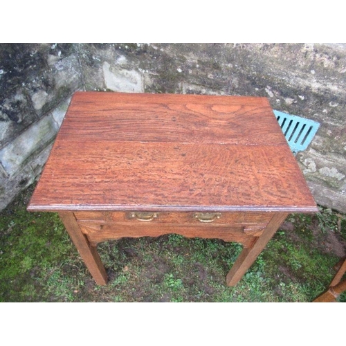 59 - An oak side table, fitted with a frieze drawer, width 29ins x depth 20.5ins x height 28.5ins, togeth... 