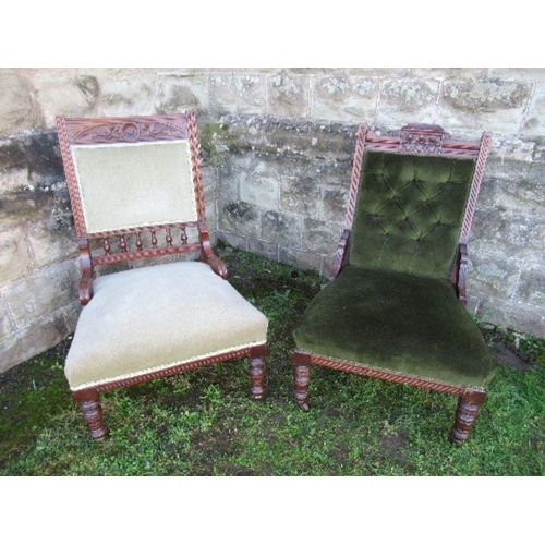 67 - Two Edwardian easy chairs