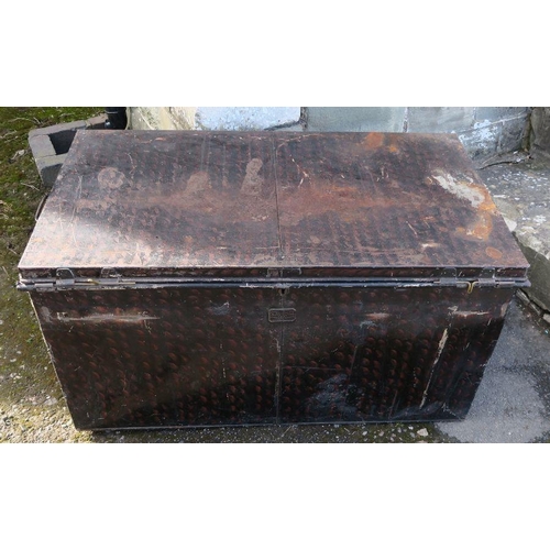 71 - A John Burton metal trunk, 36ins x 20.5ins, height 19ins, together with another metal trunk