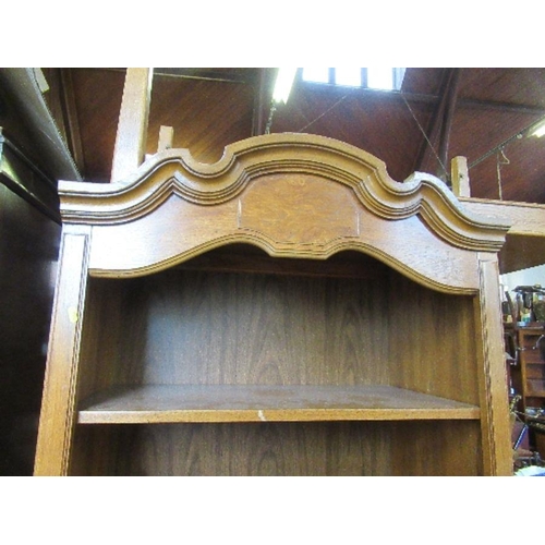 72 - A Thomasville oak and burr wood cabinet, fitted with a shelf over fall flap and drawers, af, height ... 