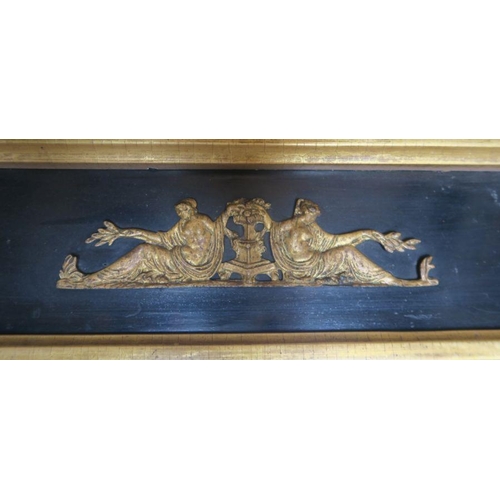 89 - A 19th century over mantel mirror, with cluster columns to the side, the frieze decorated with Class... 