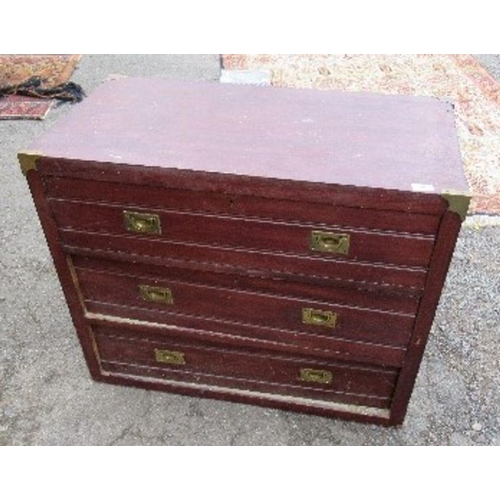 99 - A campaign style chest of drawers, 34.5ins x 18ins, height 28ins